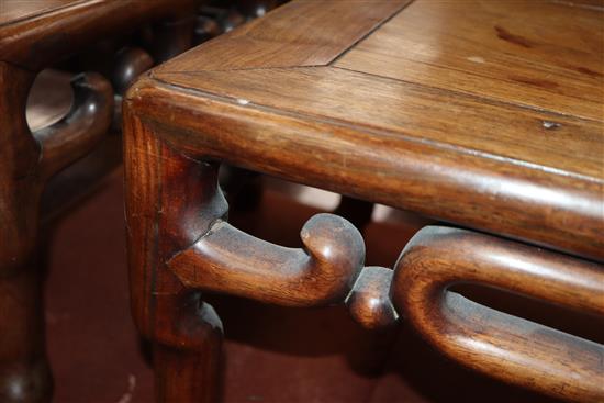 A pair of Chinese hongmu kang tables, 19th century L.76cm